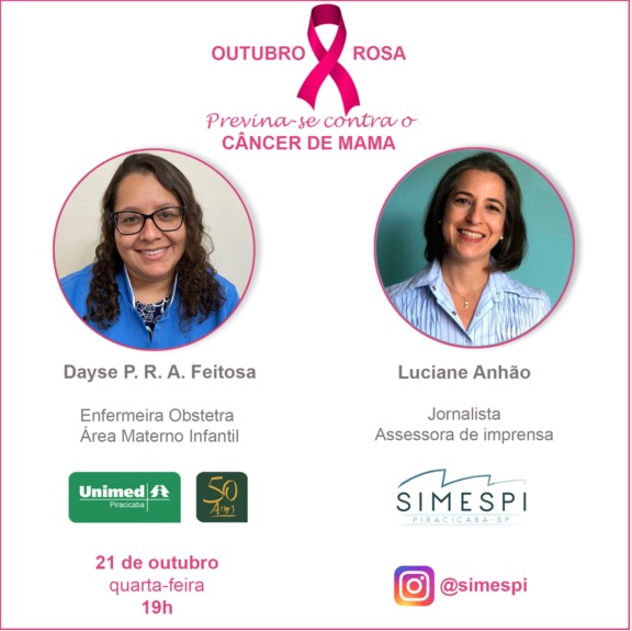 Outubro Rosa: live alusiva ao Movimento traz especialista sobre a prevenção do câncer de mama