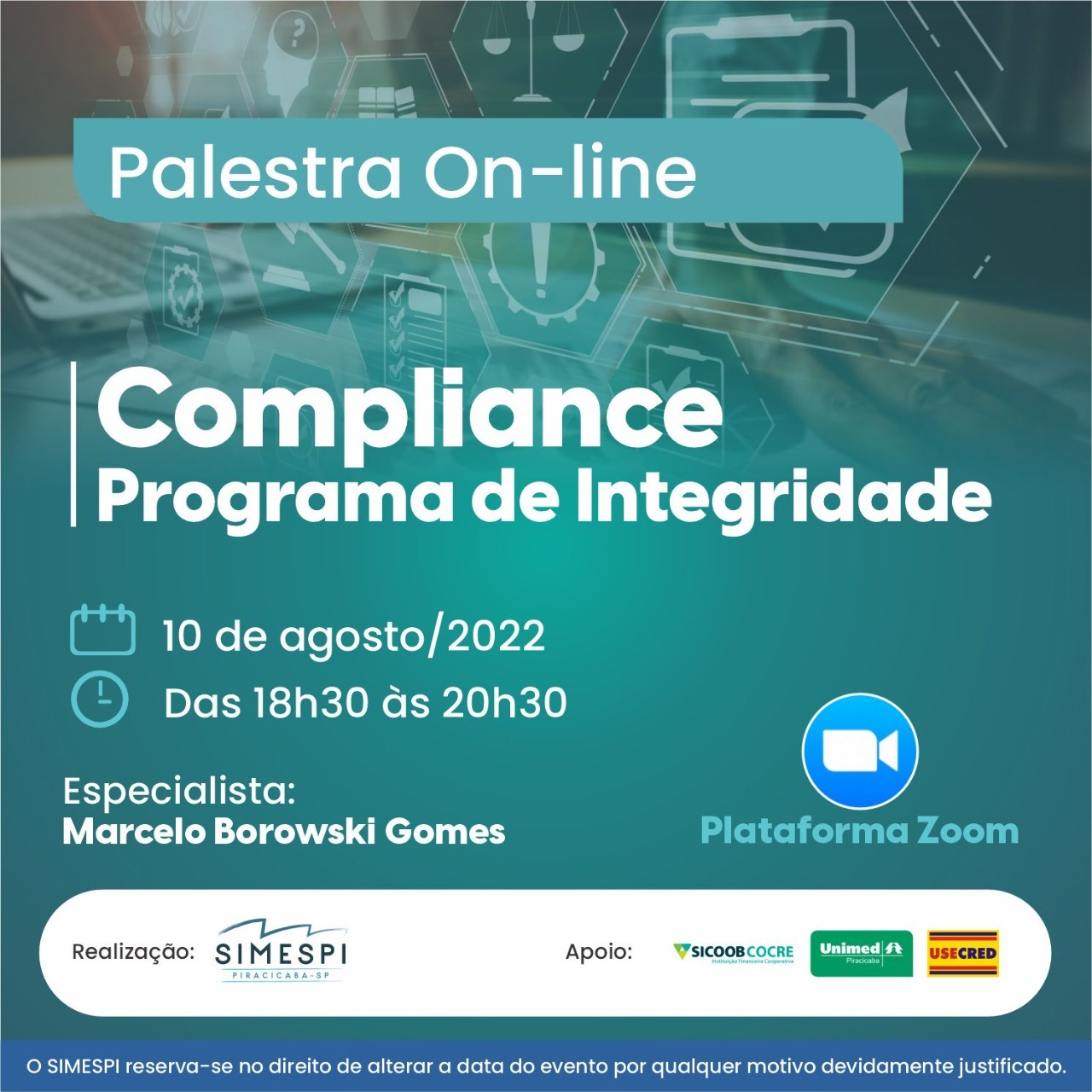 Palestra On-line sobre Compliance – Programa de Integridade